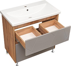 Stella Polare Тумба с раковиной Рене 80 дуб вотан/серый – фотография-3